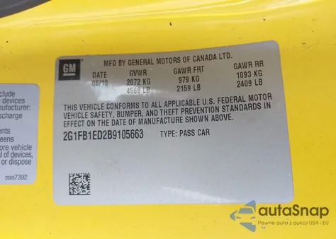 2011 Chevrolet Camaro 1Lt z USA, uszkodzony, nr VIN 2G1FB1ED2B9105663